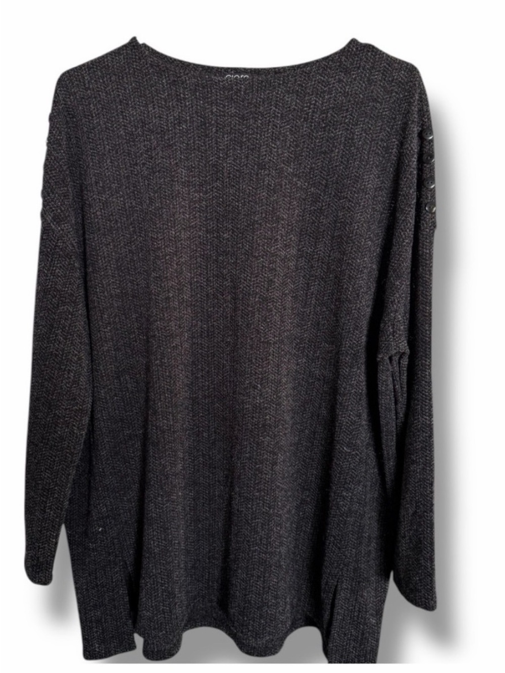 Clara SunWoo Cozy Ribbed Texture Vented Sweater Tunic Charcoal Gray Size XL